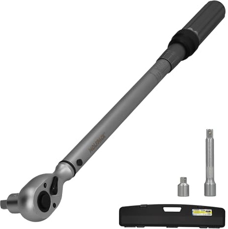 WOLFPACK LINEA PROFESIONAL Drehmomentschlüssel 1/2 Zoll mit Verlängerung und Reduzierstück 3/8 Zoll Drehmomentschlüssel LKW, Autos, Motorräder, Micro Einstellungen, CRV-Stahl