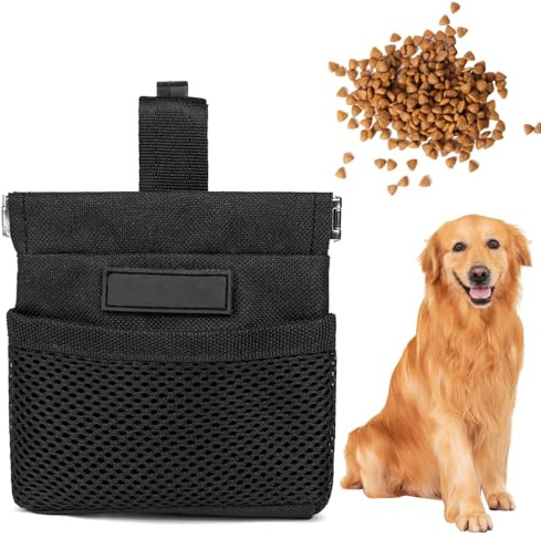 DONGKER Borsa Addestramento Cani,Sacchetto Cibo Cane con Chiusura Automatica e Clip per Cintura in Vita per Animali Passeggio Escursionismo All'aperto