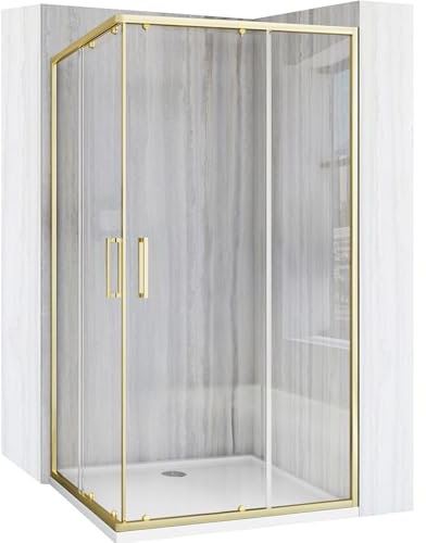 Rea Box doccia City 90x90 Gold Cabina Doccia con piatto doccia Savoy black Vetro di sicurezza temperato Transparent 4mm, 5mm (d'oro)