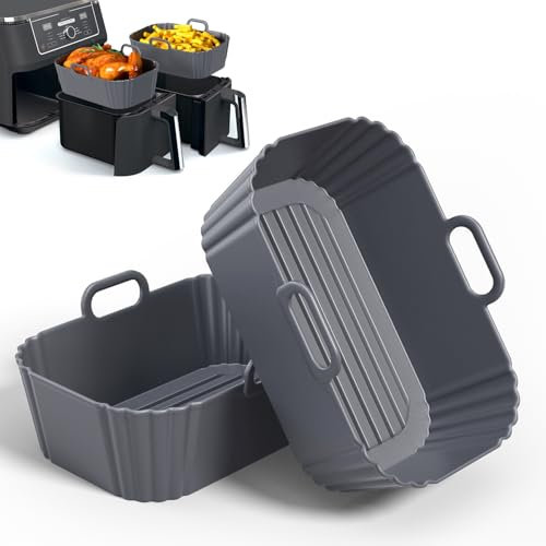 PINTAUR Ninja AF400UK Silicone Liners 2Pack, Silicone Air Fryer Liner for Ninja AF300UK & Tower T17088, Ninja Air Fryer Accessories, Repeatable Silicone Liners for Ninja Dual Air Fryer 7.6-9.5L