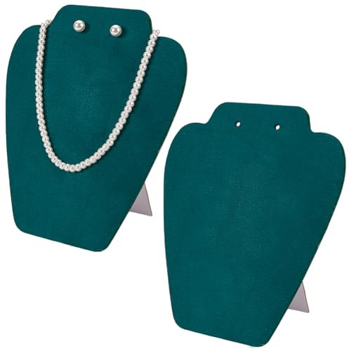 FINGERINSPIRE 2 PCS Velvet Jewelry Necklace Display Stand 195mm Height Dark Green Earring Pendant Chain Holder Mannequin Model Necklace Display Holder Jewelry Pendant Storage Rack for Shows