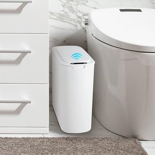 LIROPAU Automatischer Sensor Mülleimer 25L mit Soft-Close Deckel - Berührungsloser Intelligenter Kunststoff-Abfalleimer für Küche und Büro (Weiß)
