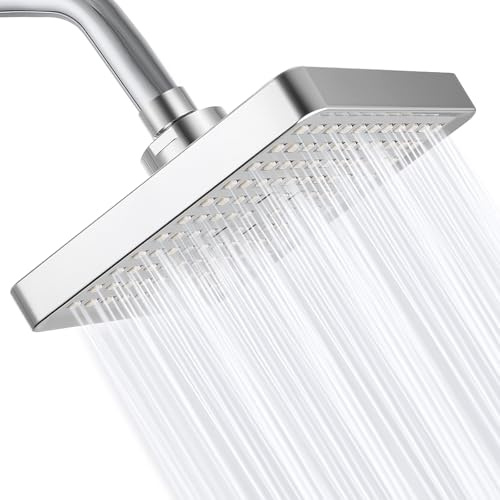 Eolax Cabezal de ducha de lluvia de alta presión, cabezal de ducha cuadrado de alto flujo de 6 pulgadas, fácil de limpiar, repuesto ajustable para tus cabezales de ducha de baño, cromado
