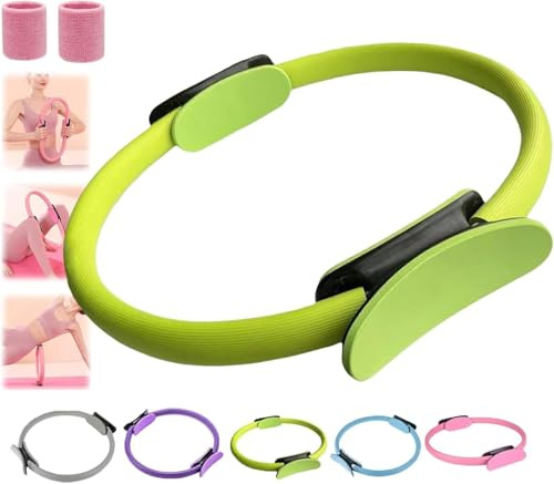 Anillo de pilates para entrenador de fitness, anillo de pilates 2025, anillo de yoga de 35,6 cm, círculos mágicos con asas dobles acolchadas, para brazos tonificantes, piernas hombres y mujeres