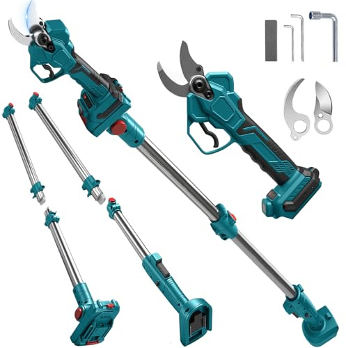 Sécateur Électrique Sans fil Compatible avec Makita 18 V, 65mm Secateur à batterie 2 en 1 télescopique Secateur de Jardin avec LCD, Moteur Sans Balais pour Jardinage, Vigne, Fruitier (Sans batterie)
