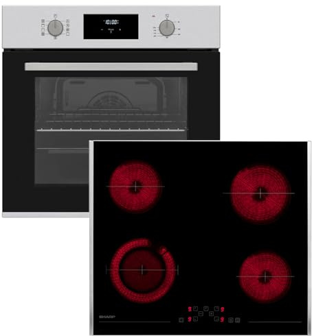Einbauherd-Set Backofen Heißluft Umluft Pizza-Stufe AntiFingerPrint Oberfläche autarkes 60cm Glaskeramik-Kochfeld seitliche Rahmen Bräterzone