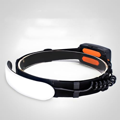 UJHKAQVGT Lampada frontale ricaricabile ad alta luminosità, fascio largo 220°, lampada da testa super luminosa, 6 modalità di illuminazione per fronte, faro girevole a 90°, fari a LED per adulti