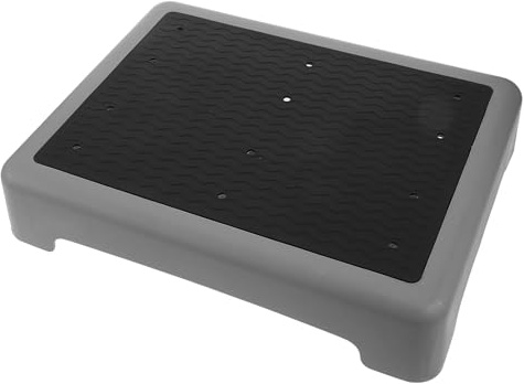 SAFIGLE Taburete para Baño Antideslizante 44x34 Cm para Personas Mayores, y Embarazadas, Plataforma de Plástico Gris y Negro, Escalón Elevador Seguro para Inodoro y Bañera, Uso Interior