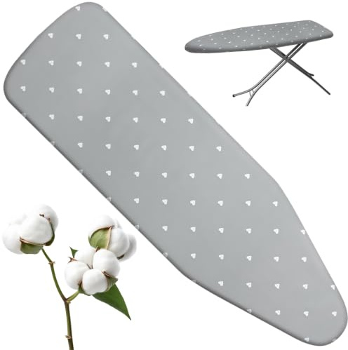 VIVIIHOO Funda para Tabla de Planchar Funda Estación de Vapor y Plancha, 145 x 55 cm, Gris, Algodón Grueso con Elástico y Cierre de Velcro