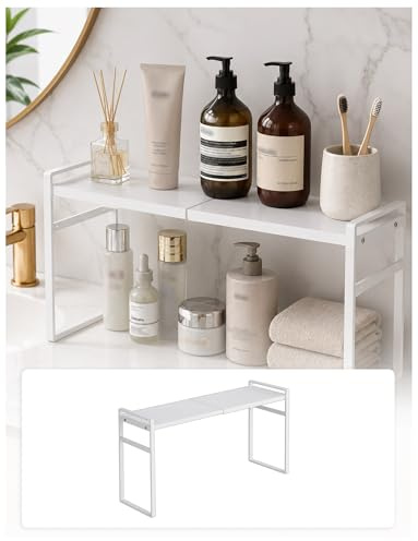 Étagère extensible de salle de bain en métal, étagère empilable pour évier, cuisine, placard, bureau, hauteur réglable de 35 à 60 cm, largeur de 20 cm, profondeur de 9 cm