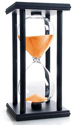 SAMLONG Hourglass 60 Minute Orange Sand Timer, Black Wooden Frame Sandglass