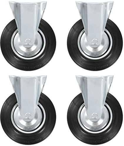 vidaXL 4X Rotelle Fisse Resistenti a Urti Vibrazioni Silenziose AntiGraffio Robuste Durevoli Ruote Ruotine Piedini Girelle Basi per Mobili 200 mm