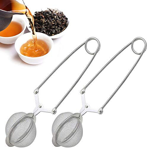 Voarge 2X Teezange,Teeei aus Edelstahl, Schnelle Teezubereitung für zwischendurch, Loose Leaf Tea Snap Ball & Tee Mesh Edelstahl Sieb mit Griff, Tea Infuser