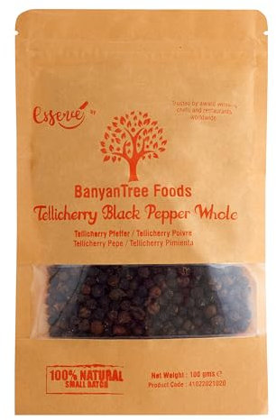 BanyanTree Foods Tellicherry Poivre noir (Black Pepper) 100g ~ All Natural | Indian Origin