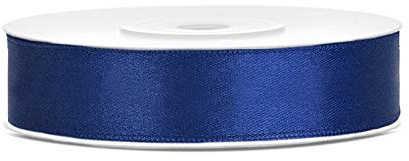 Cinta de satén de poliéster con lazo y embalaje de regalo 6/12/25/38/50/100 mm x 25 m (Tamaño 12mm x 25m - Color Azul Marino)