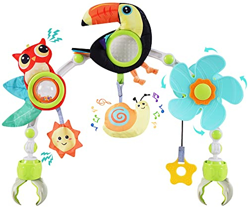 Lynncare Adjustable Arch Bassinet Toys for Infant & Toddlers, Stroller Arch, Baby Crib Toys with Fascinating Hanging for Stimulating Baby’s Senses and Developing Motor Skills