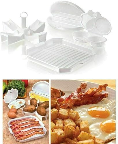 New 4 pieces Microwave Cooking Set Perfect for Baking Potatoes Double Egg Poacher Omelet Maker Effortless Breakfast BPA Free Dishwasher Safe