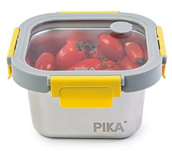 Pika - Boite alimentaire en inox et couvercle en verre trempé – Hermétique et légère – Compatible micro-ondes, four, congélateur – MetalShock (600 ml)