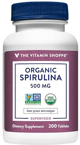 The Vitamin Shoppe Organic Spirulina Blue-Green Microalgae Superfood 500 (200 Tablets)