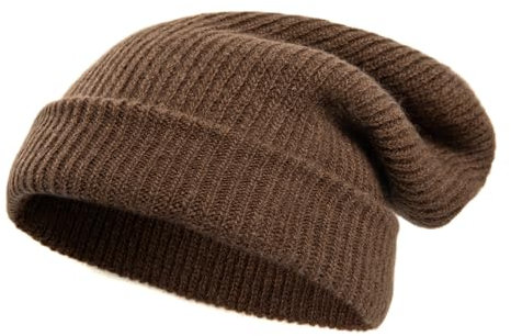 Tinncana 100% Merinowolle Doppelseitige Beanie für Männer und Frauen, Ultradicke weiche warme Winter-Schädel-Mützen (Coffee)
