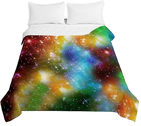Odot Colcha Bouti de Verano, 3D Cielo Estrellado Estampado Suave Microfibra Multiusos Cubrecama Lavable Acolchada Edredón Manta para Cama de Infantil Individual Matrimonio (200x230cm,E)