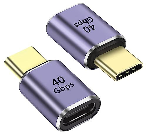PremiumCord Adattatore USB 4, USB-C Maschio Su Femmina M/F, Ultraveloce 40 Gbit/s, Porta Type-C, Protezione Spina, Alluminio, Colore Grigio Siderale