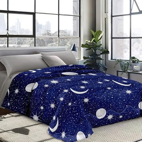 INTRECCI Piumino Matrimoniale, 260 x 260 cm, Piumino Ecologico, Caldo, Invernale, 410 g/m², Anallergico e Antiacaro, Made in Italy, Lavabile in Lavatrice, Soffice, Morbido. Fantasia: Luna Stelle
