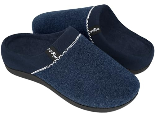 ERGOfoot Pantuflas ortopédicas con soporte de arco, cómodas zapatillas ortopédicas para casa con goma antideslizante para interiores y exteriores, azul marino, 44/46 EU