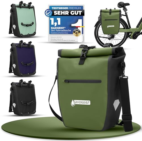 RADGEIST Fahrradtasche für Gepäckträger - Tasche für Fahrrad Gepäckträger - Gepäckträgertasche wasserdicht & Umhängetasche - Radtasche mit Reflektoren