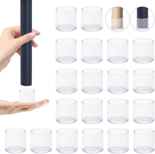 YJWZ 20 Stück Stuhlbeinschoner,22mm Transparente Silikon Stuhlbeinkappen,Stuhl Bodenschoner für Runde Stuhlbeine,Schutz Vor Kratzern und Lärm,Klein Stuhlkappen Stuhlbeinschoner für Hartholzböden