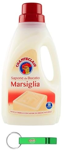 Chanteclair Lot de 12 savons de lavage de Marseille - Idéal pour le nettoyage en douceur des tissus - 18 lavages - 1000 ml + porte-clés Beni Culinari gratuit