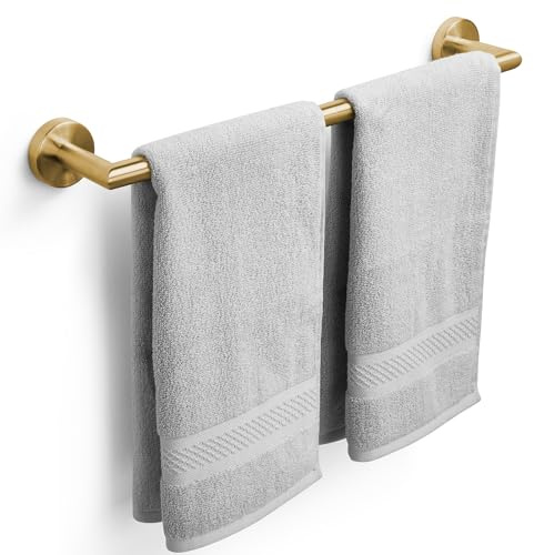 Brushed Gold Bath Towel Bar 18 Inch Bathroom Towel Rack Wall Mounted Towel Holder Modern Home Decor Towel Rod Bathroom Hardware Gold Towel Hanger Towel Rail Towel Shelf Single Towel Bars Brushed Brass