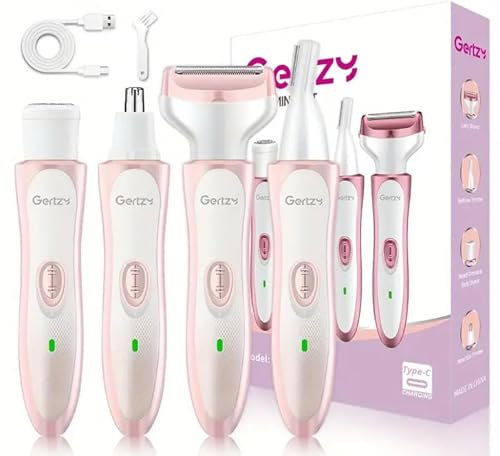LITTLE CLASSIC Womens 4-1 USB Rechargeable Electric Razor for Women - Face, Nose, Legs, Underarm, Bikini Trimmer - Wet & Dry, Painless Grooming Kit - (Box Set)