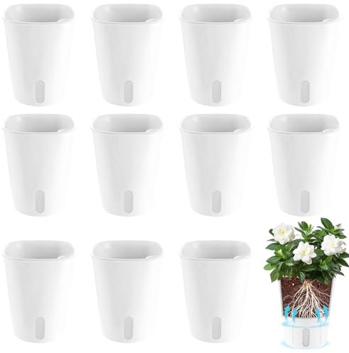 APACALI 12 vasi autoirriganti, 9,5 cm, con indicatore del livello dell'acqua, vaso per erbe aromatiche da cucina con sistema di irrigazione, vaso per interni e balconi