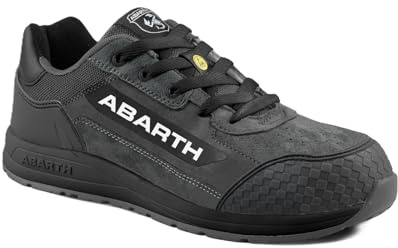 Abarth 595 Zapato de Seguridad S3S Challenge Gris Carbón, Unisex, en Piel de Ante y Mesh 43-EU
