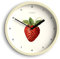 JONES CLOCKS® Fruit wanduhr | Kleine runde Uhr | 20cm | Creme | Botanische illustrierte Erdbeere Kunstwerk | Ideal für küche und esszimmer.