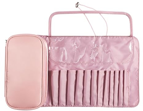 Makeuprullar | Cosmetics Roll Pocket Organizer-Afrool, bärbara rullborstar, borstat fodral för resor, resekosmetisk väska arrangör, erbjudanden, Rosenröd, riferimento alla descrizione, Se