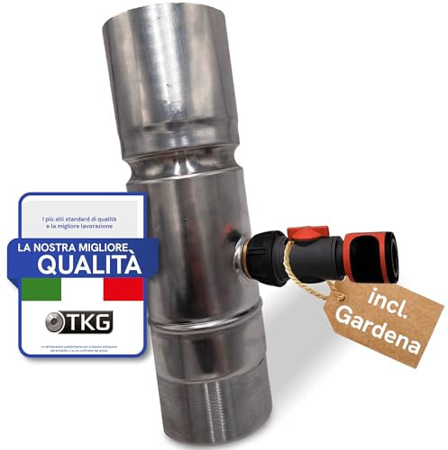 Regensammler für Fallrohre 76 mm mit Schlauchanschluss - Zink Regenwassersammler für Fallrohr DN87 und Wasseranschluss - Regendieb für Regentonne, Zisterne - wetterfest und langlebig - Indiva