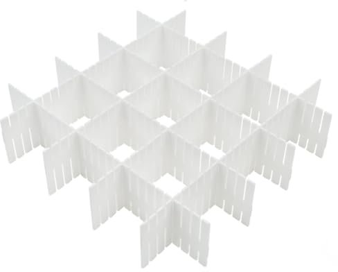 wenrescry 16 Pezzi Divisori per Cassetti Regolabili 32×7cm – Organizer Addensati in Plastica per Biancheria Intima, Calze, Cosmetici – Separatori Cassetti per Camera da Letto e Ufficio