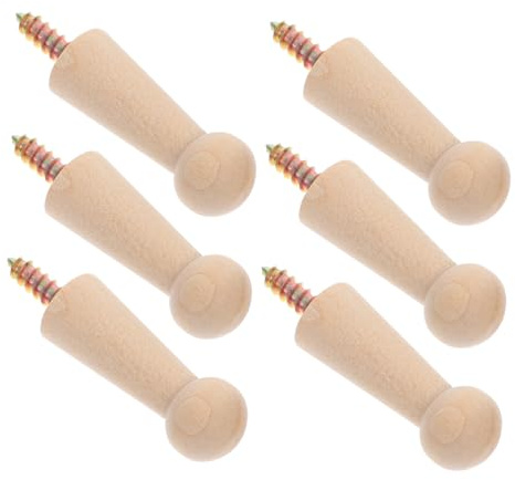 MUELODSIC Colgadores Madera Pared de Haya 6piezas Función Espiral para Colgar Toallas y Ropa, Ganchos Pequeños Decorativos para Puerta, Estilo Encantador y Personalizable