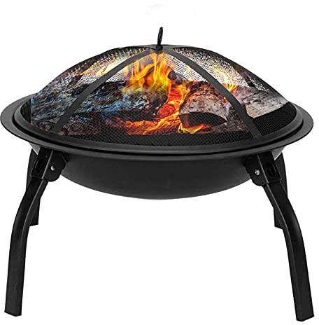 ZJFHEYUO Petit Foyer, Foyer avec Grille de Barbecue, brasero extérieur en métal, Chauffage de terrasse de Jardin, Bol à feu de Cour Portable, Foyer Pliant en Fer, décoration de fo