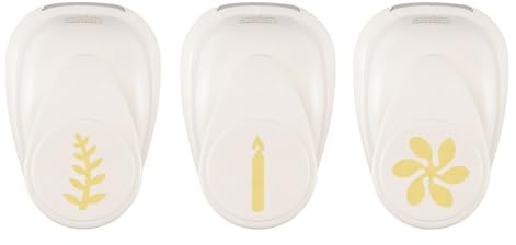 Vaessen Creative Craft Punch Set 3 st – jul – ljus (2,5 x 2,9 cm), ormbunke (1,4 x 2,5 cm) och järnek blad (1,9 x 2,4 cm) – pappersstans för hantverk, korttillverkning och scrapbooking