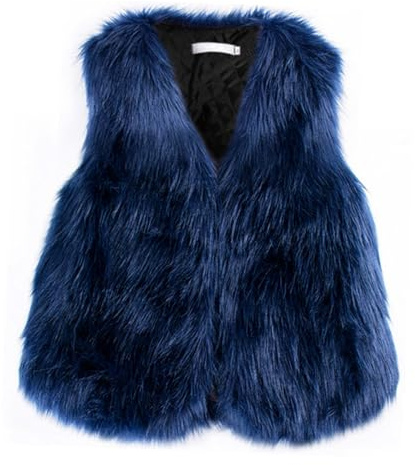 Gilet sans manches en fausse fourrure pour femme - Veste thermique d'hiver - Gilet moelleux et duveteux - Bodywarmer élégant - Gilet en fausse fourrure - Veste thermique légère - Col en V - Gilet