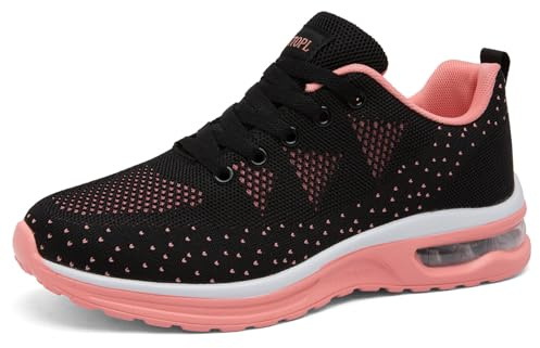 NUTTOPL Scarpe Donna Sneakers Respirabile Leggero Scarpe da Ginnastica Corsa Camminata Tennis Outdoor Fitness Jogging Palestra Casual Scarpa Nero Rosa 39 EU