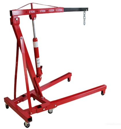 Alza Motore Idraulica da Officina 2.000Kg,Ripiegabile su Ruote,Braccio Regolabile in 4 Posizioni,Carico Regolabile,Ruote per Comodi spostamenti in Garage Officina