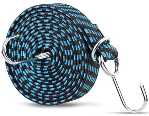 QOXEZY Cinghia elastica da 4 m con fibbia in metallo, corda di tensionamento resistente per moto, bicicletta, bagagli e attrezzatura da campeggio, 400 cm x 3 cm