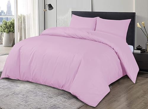 Sapphire Collection 100% Egyptian Cotton 200 Thread Count Duvet Cover With Pillow Case Bedding Set (Pink, Super King)