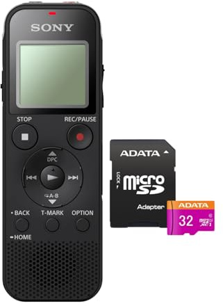 Sony ICD-PX470 Stereo Digital Voice Recorder with Built-in USB Voice Recorder and 16GB Class 10 Micro SDHC Card Bundle (2 Items)