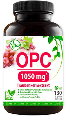 MeinVita OPC - Traubenkern Extrakt 1050 mg OPC hochdosiert - Tagesportion, 130 Vegane Kapseln, 1er Pack (1 x 81 g)