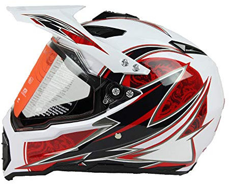 Woljay Woljay Casco da Motocross Moto Cross Integrali Discesa Enduro Quad Mountain MTB AVT MX per Downhill Offroad Adulti Bianco + Rosso (M)